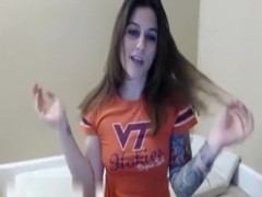 Tattooed girl loves to talk dirty with her fans