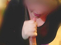 Busty Fishnet Cleavage Blowjob
