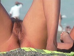 NUDIST BEACH SPREAD LEGS HAIRY PUSSY VOYEUR CLOSE-UP
