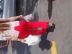Nice booty Mexican Milf in red dress