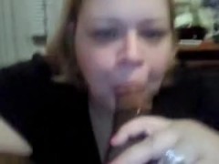 Cheating chubby wife swallows darksome cum