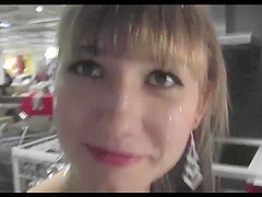 Handjob in store mall outdoor shopping