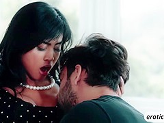 Asian Ember Snow takes care of a bigcock