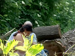chubby babe gets wild fucked in the forest