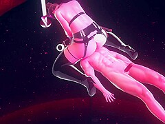 Thick mature bunny face sitting on a customer in her club: 3D porn Hentai