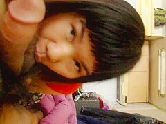 Japanese twat has a mouthful of cock and her pussy drilled