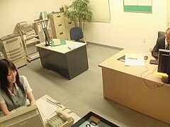 Stunning Japanese secretary gets her hairy pussy smashed hard