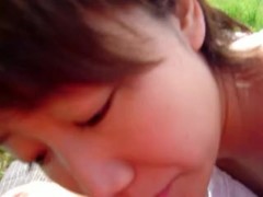 My Asian GF sucks my dick outdoors
