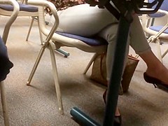 Candid heels dangling a midi