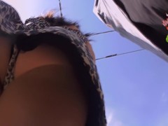 Girls upskirt of the fatty ass in white full back panty B247