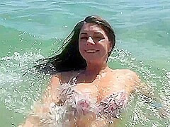 Olivia Flashes Her Tits At The Non-nude Beach With Olivia Lua