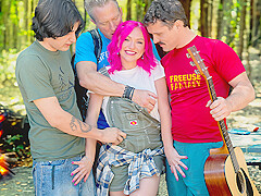 Gracie Gates & Robby Echo & Clarke Kent & Elias Cash in Share Your Girlfriend Camper Cutie Bathed in