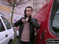 Non-Professional Eurobabe Lucie pussy group-fucked in three-some for some specie