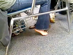 Candid College Foot Shaking Feet Painted Toes