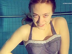 Blue Dressed Duna Bultihalo With Big Tits In The Pool