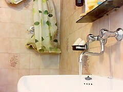 Your sexy mom washing her long hairs and show you her beautiful armpits