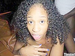 Happy Beauty Black Chick Banged In Porno Theater!