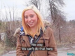 Innocent Redhead Teen 18+ Bends Over For Cash - Outdoor Sex For Money