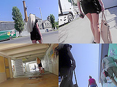 Bubble butt blonde with perfect butt in upskirt video