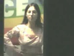 Gorgeous brunette window voyeur video