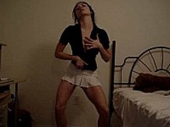 Long Haired Brunette Teen Strip Dance