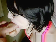 Neon Vest Cleavage Blowjob