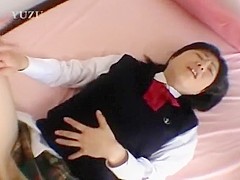 Japanese schoolgirl with a hot ass takes a hard cock in her hairy twat