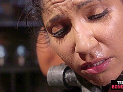 BDSM ballgagged babe pussy tormented by CMNF master