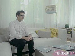 Nerdy horny cunt Davina Davis gets hot jizz on her face