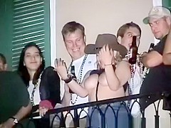 Wild mardi-gras chicks flashing tits