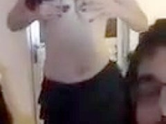 cute girl in skirt goes topless on periscope