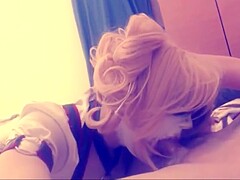 Harley Quinn cosplay crossdresser throat fucking