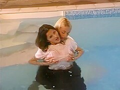 Wet Lesbian Girls in pool Part 4
