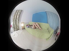 Arina in Arina Masturbates with Glass Toy on Sofa - VRmodels