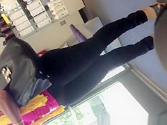 Blonde big ass in tight jeans pants