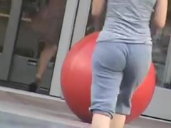 Candid Ass in Gray Cotton Pants