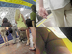 Bubble butt of a hot blonde seen in upskirt mov