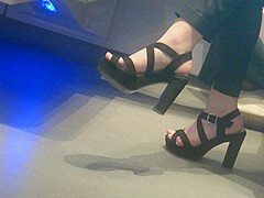 Hot Brunette In High Heels Sandals