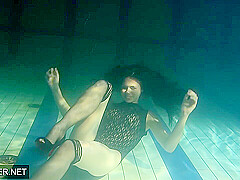 Shaved Brunette Sissy Irina Polcharova Naked In Pool