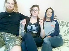 Two horny babes and one hard big cock playing naughty on webcam