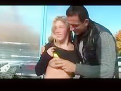 Teen flashes and bangs in the supermarket