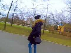 Cute teen swallows cum for cash - public blowjob in the park by Eva Elfie