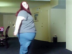 Fat Girl Walks And Strips From Clothes - SSBBW Weight Gain n Belly Show Off