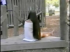 Amy super long hair play in park