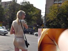 Unforgettable golden-haired upskirt