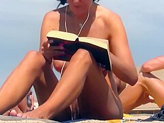 Hairy pussies on the beach close up
