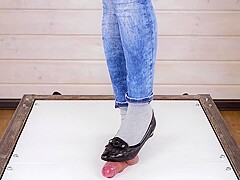 POV Cruel cock balls trampling and stomping ballet flats CBT
