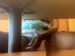 Exhibitionist ebony no panties at coffee shop