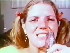 Vintage pigtails Teen fucking Bottle and 70s afro guy