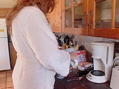Redhaired girl makes BJ and gets toes licked